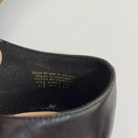 Aldo Black Leather Ankle Strap Pointed Toe Ballet Flats Size 7 - Picture 9 of 9